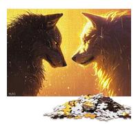 Puzzle 1000 pièces « Duel de Loups en Flammes » pour Adultes, Puzzle en Bois, Puzzle à Offrir, 1000 pièces (75 x 50 cm)