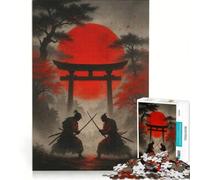Puzzle 1000 pièces Duel de samouraïs sous Un Soleil Rouge Jeu Pratique Difficile Cadeau Unique pour Un Anniversaire ou Noël 38x52cm