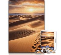 Puzzle 1000 pièces Dunes du désert au Coucher du Soleil avec Empreintes de Pas - Jeu éducatif, Analyse et logique - Idée Cadeau pour Un Père Noël Secret - Dimensions : 38x52cm