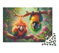 Puzzle 1000 pièces Duo de perroquets dans la Jungle | Art Tropical | Décoration Murale | Carton recy arton épais | pour Adultes | 70x50cm