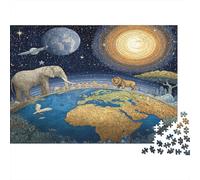 Puzzle 1000 Pièces Earth pour Adultes, Carton Premium, Une Vision surréaliste de la Terre dans Une scène Fantastique Cosmique Défi Et Entraînement Cérébral en Intérieur, Idée Cadeau, 38x26cm/1000pcs
