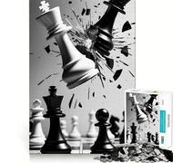 Puzzle 1000 pièces Échecs Rois Collision Découpe Exacte Art Logique Jeu Loisirs Amusant Décoration Murale de Noël (50x75cm)