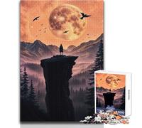 Puzzle 1000 pièces Échos de la Falaise au Clair de Lune - Détente et Calme en Solo - Découpe précise - Dimensions:50x75cm