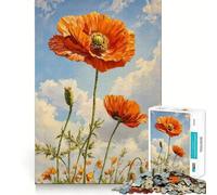 Puzzle 1000 pièces Éclosion de Coquelicots,découpe précise,activité ludique et Intelligente,Moment de détente,Cadeau de décoration d'anniversaire (38x26cm)