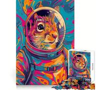 Puzzle 1000 pièces Écureuil Astronaute Espace Réflexion Claire Passe-Temps Tranquille Bords Précis Surprise Festive (38x26cm)
