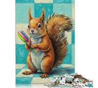 Puzzle 1000 pièces Écureuil avec Peinture au Pinceau pour Adultes Cadeaux de Noël Puzzle Puzzles pour Adultes Apprentissage Jouets éducatifs 1000 pièces (75 x 50 cm)