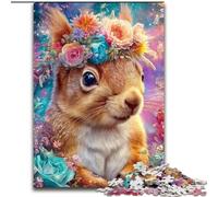 Puzzle 1000 pièces Écureuil Fleurs pour Adultes et Adolescents, Jouet éducatif Anti-Stress, idéal comme Cadeau pour Toute la Famille 26x38cm