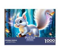 Puzzle 1000 Pièces Écureuil Forêt Enchantée Adultes Enfants - Écureuil Blanc Lumineux Forêt Enchantée, Jeu Éducatif Anti-Stress Familial Ludique 38x26cm