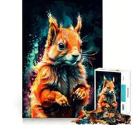 Puzzle 1000 pièces Écureuil Roux à l'aquarelle pour Adultes, Jeu intellectuel et Relaxant, découpe précise, Cadeau de Noël (50x75cm)