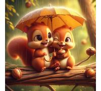 Puzzle 1000 pièces Écureuils des Jours de Pluie,Puzzles pour Adultes Jeux d'activités Familiales,Puzzle à Faire Soi-même pour Décoration Murale de la Maison