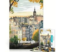 Puzzle 1000 pièces Édimbourg,Écosse Illustration de Paysage Urbain Jeu d'art et de réflexion pour se détendre et s'amuser Cadeau Artistique de Noël (50x75cm)