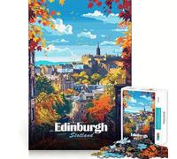 Puzzle 1000 pièces Édimbourg Écosse Paysage Urbain d'automne Illustration Découpe précise Jeu d'art et de développement cognitif Loisirs Amusants Cadeau apaisant de Noël (50x75cm)