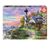 Puzzle 1000 pièces Educa Passion Paysage et Nature Phare à Rock Bay Vert Multicolore, colle Fix Puzzle® incluse, intérieur 12+