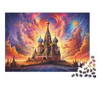 Puzzle 1000 pièces Église à Dôme Colorée Cathédrale Carton Haut de Gamme pour Enfants à Partir de 12 Ans Activités d’Intérieur 38x26cm