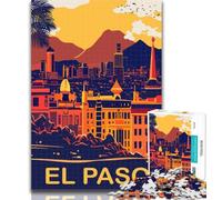 Puzzle 1000 pièces El Paso Skyline Puzzles 1000 pièces pour Adultes Adolescents, pour Les 14 Ans et Plus Jeu Impossible Meilleur Cadeau pour Adultes et Adolescents 26x38cm