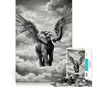 Puzzle 1000 pièces Éléphant ailé dans Un Ciel Nuageux Jeu cognitif et Amusant Découpe de Haute précision Cadeau Unique pour soulager Le Stress (38x52cm)