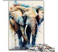 Puzzle 1000 pièces Éléphant Aquarelle Animal en Bois,ce Qui en Fait Un Excellent Cadeau pour s'amuser en Famille pour la décoration intérieure, de Noël et du Nouvel an pour Les Adolescents