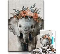 Puzzle 1000 pièces Éléphant Aquarelle pour Adolescents et Adultes, Anti-Stress, défi Difficile, renforce l'amour Entre Couples 38x26cm