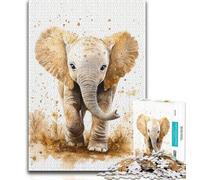 Puzzle 1000 pièces Éléphant Aquarelle pour Adolescents et Adultes, Jeu Stimulant, idéal comme Cadeau pour Toute la Famille (38x26cm)