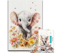 Puzzle 1000 pièces Éléphant Aquarelle pour Adultes et Adolescents, Aide Le Cerveau à exercer des Jouets addictifs pour cultiver la Patience Une œuvre d'art (38x26cm)