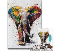 Puzzle 1000 pièces Éléphant Aquarelle pour Adultes et Adolescents, Jeu Stimulant, idéal comme Cadeau pour Toute la Famille (38x26cm)
