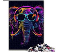 Puzzle 1000 pièces Éléphant avec Casque Audio, Un Casse-tête Stimulant pour Les Adolescents, Parfait pour la décoration intérieure ou comme Cadeau (Taille : 26x38cm)