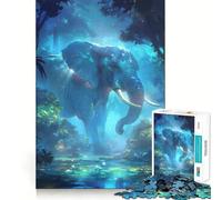 Puzzle 1000 pièces Éléphant Bleu dans la forêt Jeu de précision,de logique et d'adresse,idéal pour se détendre,Cadeau d'anniversaire Amusant (38x52cm)