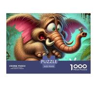 Puzzle 1000 pièces Éléphant Cartoon Souris en Papier Recyclé - Éléphant Fou Monstre Jungle, Cadeau Adulte, Jeu Éducatif Stimulant, Décoration Murale 70x50cm