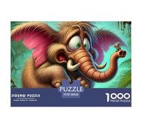 Puzzle 1000 pièces Éléphant Cartoon Souris pour Hommes et Femmes - Éléphant Fou Monstre Jungle, Activité Familiale, Jeu Éducatif Stimulant 38x26cm
