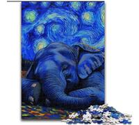 Puzzle 1000 pièces Éléphant Ciel Nocturne pour Adultes, Cadeaux, Jeux de Détente, Amour Entre Couples, à partir de 14 Ans (26x38cm)