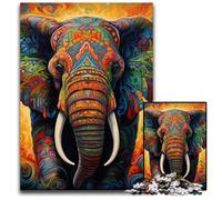 Puzzle 1000 pièces Éléphant coloré, Casse-tête Stimulant, activité familiale, décoration intérieure, Cadeau de Noël 50x75cm / 19,68x29,52 Pouces