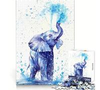Puzzle 1000 pièces Éléphant cracheur d'eau pour Adolescents Détection logique pour se détendre Découpe soignée (38x26cm)