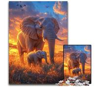 Puzzle 1000 pièces Éléphant d'Afrique en Bois, Jeux éducatifs, pour renforcer l'amour Entre Couples, à partir de 14 Ans, 50x75cm