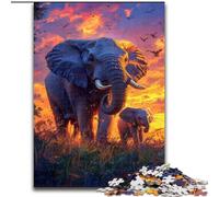 Puzzle 1000 pièces Éléphant d'Afrique Un Casse-tête Stimulant pour Les Adolescents, idéal pour la décoration intérieure ou comme Cadeau (Taille 50x75cm)