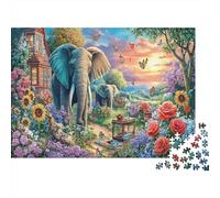 Puzzle 1000 pièces Éléphant Dessin animé 52x38cm Art Print Décoration Moderne Jeu Familial Cadeau Voyage Idéal pour développer la Patience