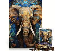 Puzzle 1000 pièces Éléphant en vitrail pour Adolescents Jeu de réflexion Simple et Amusant Découpe précise Père Noël Vœux 50x75cm