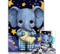 Puzzle 1000 pièces Éléphant endormi pour Adultes, Jeu Familial Anti-Stress, défi Difficile, Cadeaux du Père Noël Secret (75x50cm)