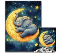 Puzzle 1000 pièces Éléphant endormi Puzzles en Bois Soulagement du Stress Séjour Passe-Temps, Une œuvre d'art pour et 14 Ans 50X75CM
