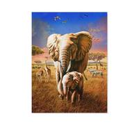 Puzzle 1000 Pieces，Éléphant et Girafe de la Savane Africaine，Enfants Cadeau Puzzle Jeu Intelligent Éducatif Vacances Puzzle Jouet Peintures Bâtiment Puzzle Jouer Tapis（50x70cm）-O10