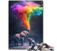 Puzzle 1000 pièces Éléphant fumé Arc-en-Ciel pour Adolescents, Jeu Familial Anti-Stress, défi Difficile, Superbes Cadeaux et Jouets (50x75cm)