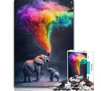Puzzle 1000 pièces Éléphant fumé Arc-en-Ciel pour Adultes et Adolescents, Anti-Stress, défi Difficile, renforce l'amour Entre Couples 38x26cm