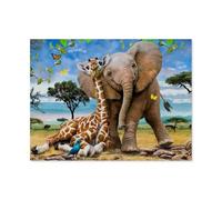 Puzzle 1000 pièces，Éléphant-Girafe，Puzzle 1000 Pieces Adultes Jouet de décompression intellectuel éducatif Puzzles Jeu de Famille Amusant pour Enfants（50x70cm）-N87