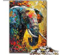 Puzzle 1000 pièces Éléphant Graffiti pour Adultes et Adolescents, Jeu Stimulant, Chaque pièce est Unique - Jeu Familial Stimulant 26x38cm
