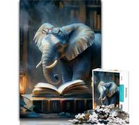 Puzzle 1000 pièces Éléphant lisant Un Livre pour Adultes, Jeu éducatif, idéal comme Cadeau pour Toute la Famille (75x50cm)