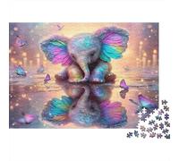 Puzzle 1000 pièces Éléphant Magique et Fantaisie - Illustration d'éléphant ailé - Jeu éducatif pour Adultes - Décoration Magnifique - d'anniversaire Stimulant - 70 x 50 cm