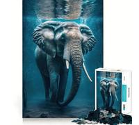 Puzzle 1000 pièces Éléphant Nageur pour Adultes Jeu intellectuel et Relaxant Découpe de qualité Pièce d'art raffinée 50x75cm