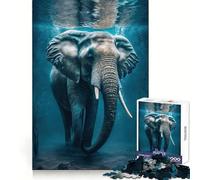 Puzzle 1000 pièces Éléphant Nageur pour Adultes Jeu intellectuel et Relaxant Découpe de qualité Pièce d'art raffinée 50x75cm