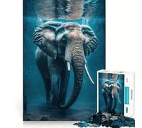 Puzzle 1000 pièces Éléphant Nageur pour Adultes, Puzzle de mémoire à Monter Lentement, Plaisir d'assemblage, Cadeau créatif 38x52cm