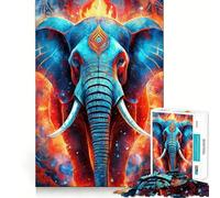 Puzzle 1000 pièces Éléphant Néon Mystique pour Adultes Jeu de Logique Clair et Détente Découpe Parfaite Cadeau Élégant (50x75cm)