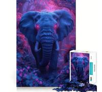 Puzzle 1000 pièces Éléphant Néon pour Adultes Jeu d'exercice Mental Silencieux et Amusant Cadeau attentionné (38x26cm)